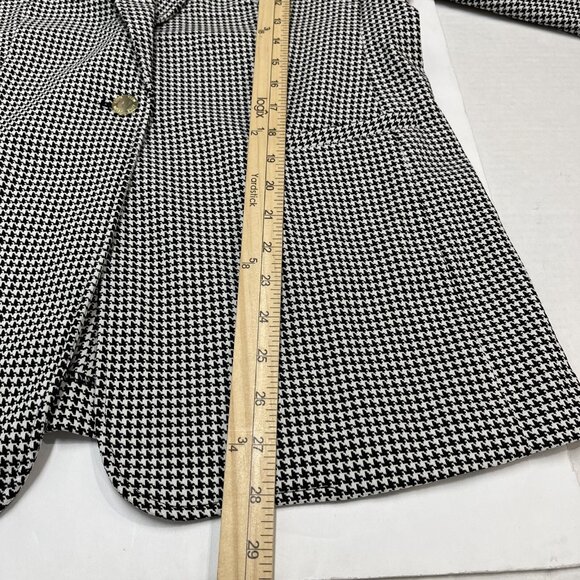 Anne Klein Blazer Womens M Black Houndstooth One Button Jacket Classic Capsule - Picture 7 of 8